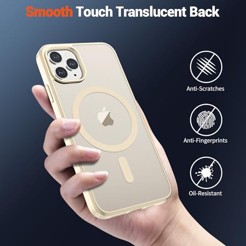 Image of SUPFINE Magnetic for iPhone 11 Pro Max Case Antique White | (Compatible with MagSafe)(Military Grade Drop Protection)Shockproof Translucent Matte Phone Cover