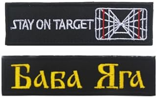 2pcs Stay On Target & Russian Baba Yaga on Embroidery Patch Military Patches Tactical Emblem Applique Embroidered Patch Ba...