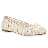  stiefelparadies Damen Ballerinas Spitze Flats Häkeloptik Ballerina Slipper Stoff Flach Sommer Schuhe 69419 Nude 41 Flandell