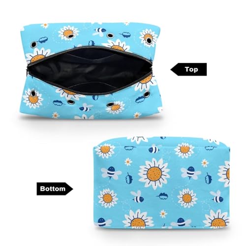 Image of Drnuikhe Bee Daisy Print Knitting Bag Yarn Storage Organizer Portable Knitting Bag Yarn Storage Organizer for Crochet Hooks