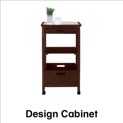 Amazon | カントリー調デザインのキッチンワゴン タイル天板