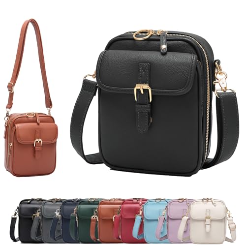 Leather Crossbody Bag for Women, 2025 New Double Layer Large Capacity Messenger Bag, Anti Theft Purse Shoulder Bag