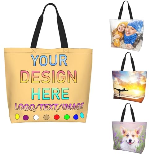 Custom Tote Bags Personalized Shoulder Bag With You Team Logo Text Picture Travel Business Shopping Women Teacher