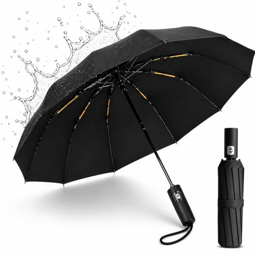 Guarda-Chuva Automático Antivento Reforçado Compacto Premium UV Blackout, Abertura 1 Clique, Portátil para Bolsa Mochila e Carro, Resistente e Durável para Qualquer Clima