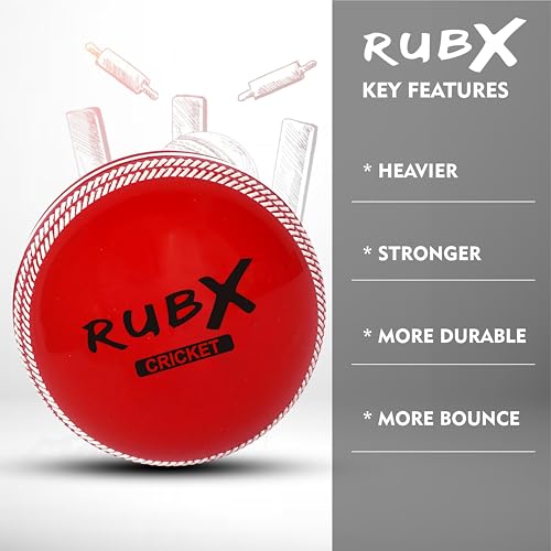 Image of RUBX PVC T-20 Plus Practice Cricket Wind Balls 110g - Pack of 3, (Red) for Indoor & Outdoor, Street & Beach Cricket