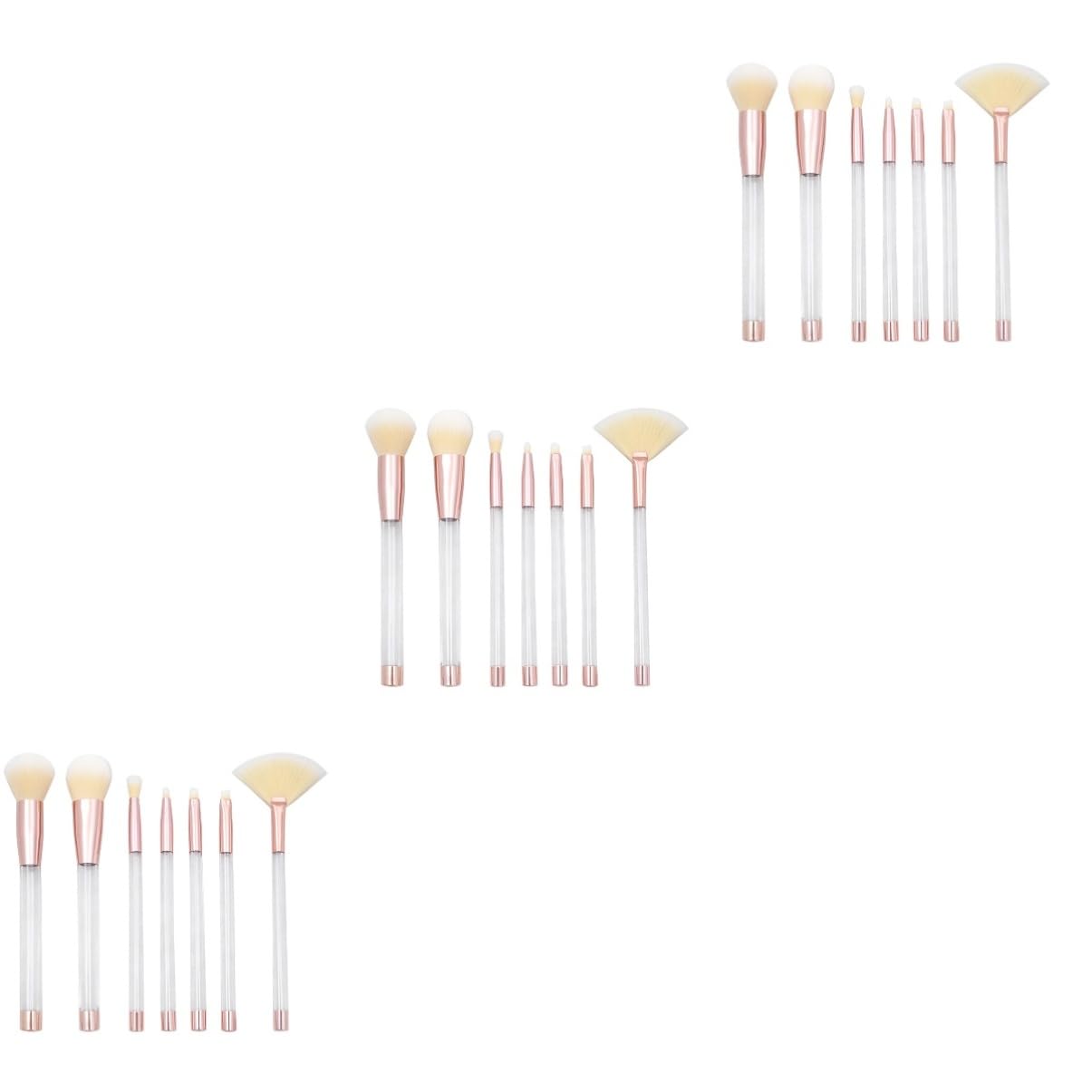 POPETPOP 21pezzi Pennelli Per Trucco Cristallo Trasparente Manico Vuoto Strumento Diy Per Cosmetici Con Set Di Pennelli Per Makeup Manico Trasparente Rosa Oro Base Gialla Setole Bianche