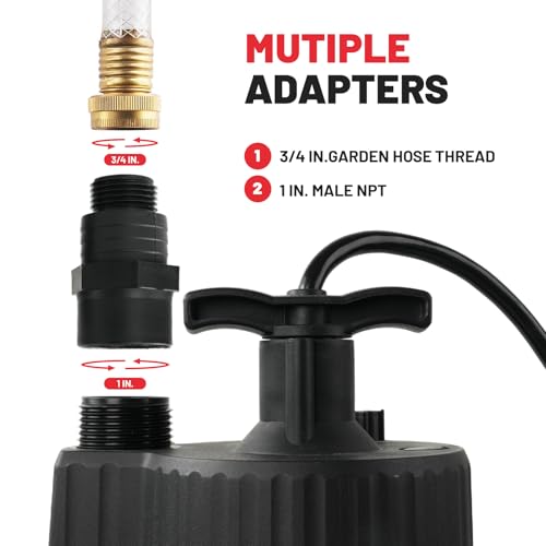 Image of SKYLINE Sump Pump, 1 /3 HP Submersible Water Pump with Multiple Adapter Options,2400 GPH High Flow and 31FT Max Lift Electric Water Pump for Pool Draining, Garden Pond, Fish Tank