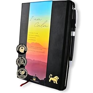 Calm Collective Guided CBT Anxiety Relief Journal Kit for Mental Health Therapy with Free Pen Included, Mindfulness Self Care Prompts, Gratitude & Habit Tracker, Wellness Gift Diary Notebook