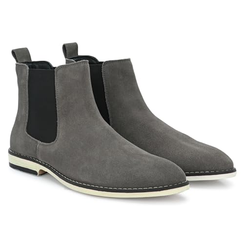 Image of Blue Leather By Centrino Genuine Leather Men's Formal and Casual Leather Boots | Versatile and Sophisticated Chelsea Boots for Every Season | Fashionable Elegant Boots for Any Occasion (3964)