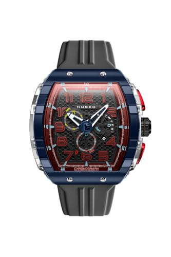 Image of Nubeo Men's 49mm Magellan Retrograde Chronograph Watch with Rubber Strap NB-6088