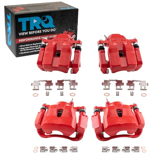 Image of TRQ Performance Front and Rear Brake Caliper Set Caliper Brackets Hardware Compatible with 16-18 Toyota RAV4 Hybrid XLE, 16-18 RAV4 Limited, 16-18 RAV4 XLE, 16-18 RAV4 SE, 17-18 RAV4 Platinum
