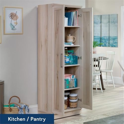 Image of Sauder HomePlus Two Door Storage Cabinet /Pantry Cabinet, Pacific Maple Finish | Two Door