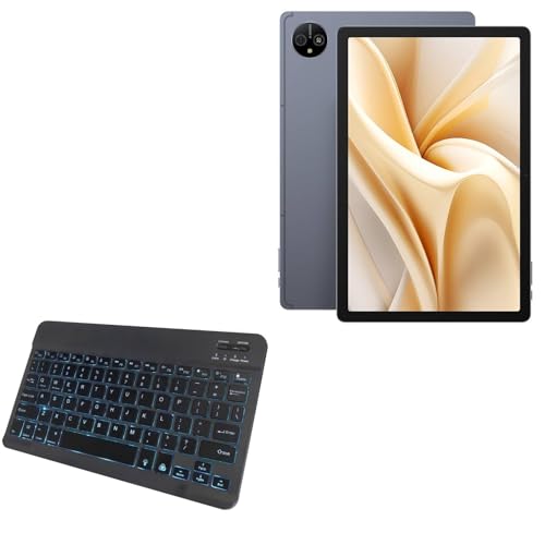 BoxWave Keyboard Compatible with Ulefone Tab A11 Pro - SlimKeys Bluetooth Keyboard - with Backlight, Portable Slim LED 7 Colors - Jet Black