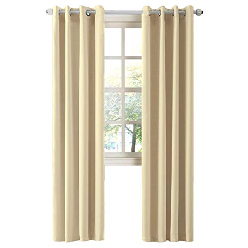 La Palma - Cortinas opacas con aislamiento térmico para oscurecer la sala de estar cortinas para ventana de dormitorio 2 paneles en 1 juego de 132 cm de ancho