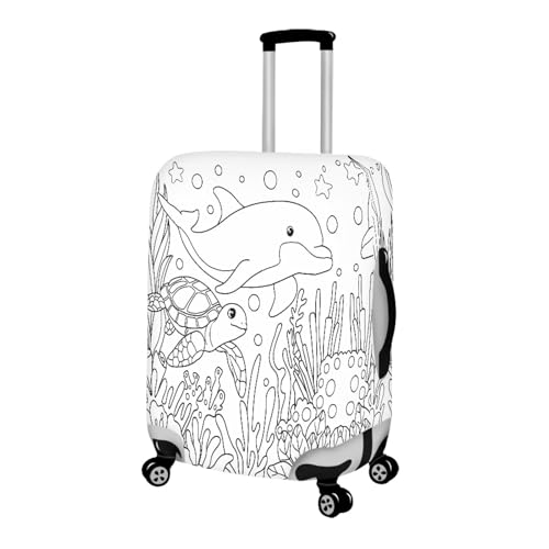 Color in Kids Luggage Covers for Suitcase Ages 6-8 8-10 DIY Coloring Dolphin Luggage Covers for Boys with 8 Pcs Marker, Kawaii4