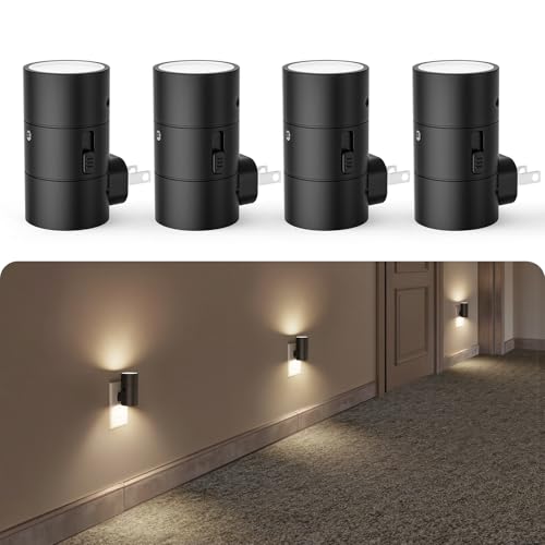 Image of VOLISUN Night Light, Dimmable Led Night Lights Plug into Wall, Amber /3000K /4500K, 0-100LM Adjustable Brightness, Dusk to Dawn Nightlight for Hallway, Bathroom, Bedroom Black 4 Pack