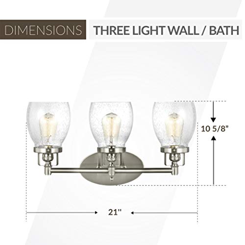 Image of Sea Gull Lighting 4414503-962 Belton Three Light Wall /Bath Vanity Style Lights, Brushed Nickel Finish