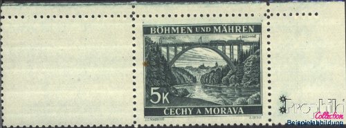 Bohemia and Moravia 57LW with blank 1940 clear brands (Stamps for collectors)