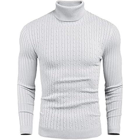 COOFANDY Suéter de punto de cuello alto para hombre Cover