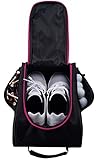 Athletico Golf-Schuhtasche – Reißverschluss-Schuhtasche mit Belüftung und Außentasche für Socken, Tees, etc. (schwarz/rosa)
