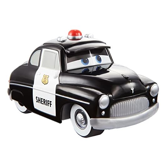 Disney Pixar Cars Track Talkers Sheriff Vehicle, 5.5-in Talking Movie Toy with Sound Effects, Collectible Character Car, Gift for Kids & Collectors Ages 3 Years Old & Up