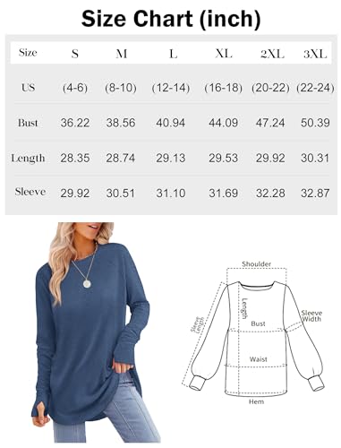 Womens Tunic Tops to Wear with Leggings Long Sleeve Thumb Hole Shirts Crew Neck Curved Hem2