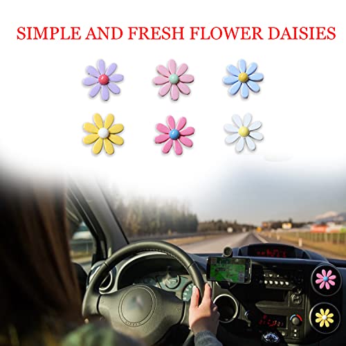 6Pcs Daisy Car Air Vent Clips, Cute Flowers Charms For Vehicle Diffuser Vent, Automotive Air Conditioner Outlet Freshener Decorations, Auto Interior Colorful Decor Accessories For Women Girls #TOP3