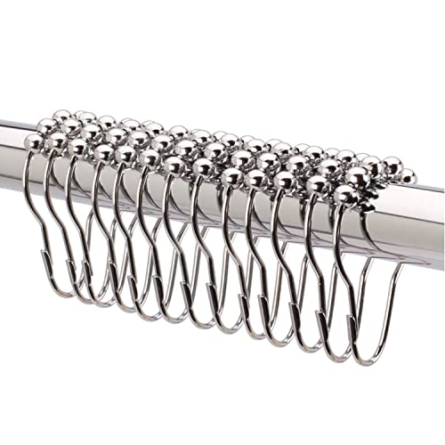 2Lbdepot Shower Curtain Rings Hooks - Chrome Finish - Premium 18/8 Stainless Steel - Locking Rings With Easy Glide Rollers - Five Finishes Available - Set Of 12 For Shower Rods #TOP19