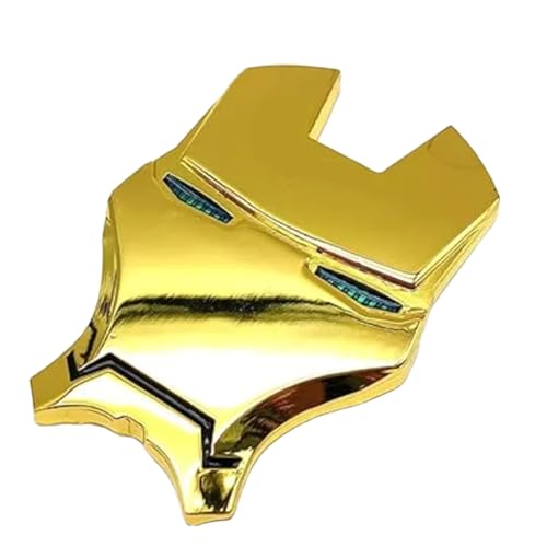Image of JVCV 3D Metal Iron M face Sticker Chrome Logo Decal Emblem Badge for All Cars Bikes Laptops Headphones Helmets Home Office Accessory (Iron M Face, Gold Blue Eyes)