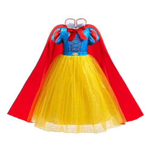 Lito Angels Vestito Biancaneve Principessa per Bambina con Mantello Rosso 2–3 Anni, Costume da Favola per Halloween, Natale, Carnevale, Festa Principessa e Giornata del Libro
