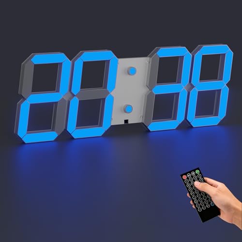 CHKOSDA 17 Large 3 D LED Digital Wall Clock, 6 inch High Visibility Digits with 164 ft Readability