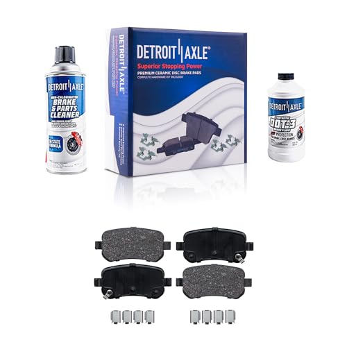 Image of Detroit Axle - Rear Ceramic Brake Pads with Hardware Set Replacement for 2004 2005 2006 2007 Ford Freestar Mercury Monterey - 4pc Set