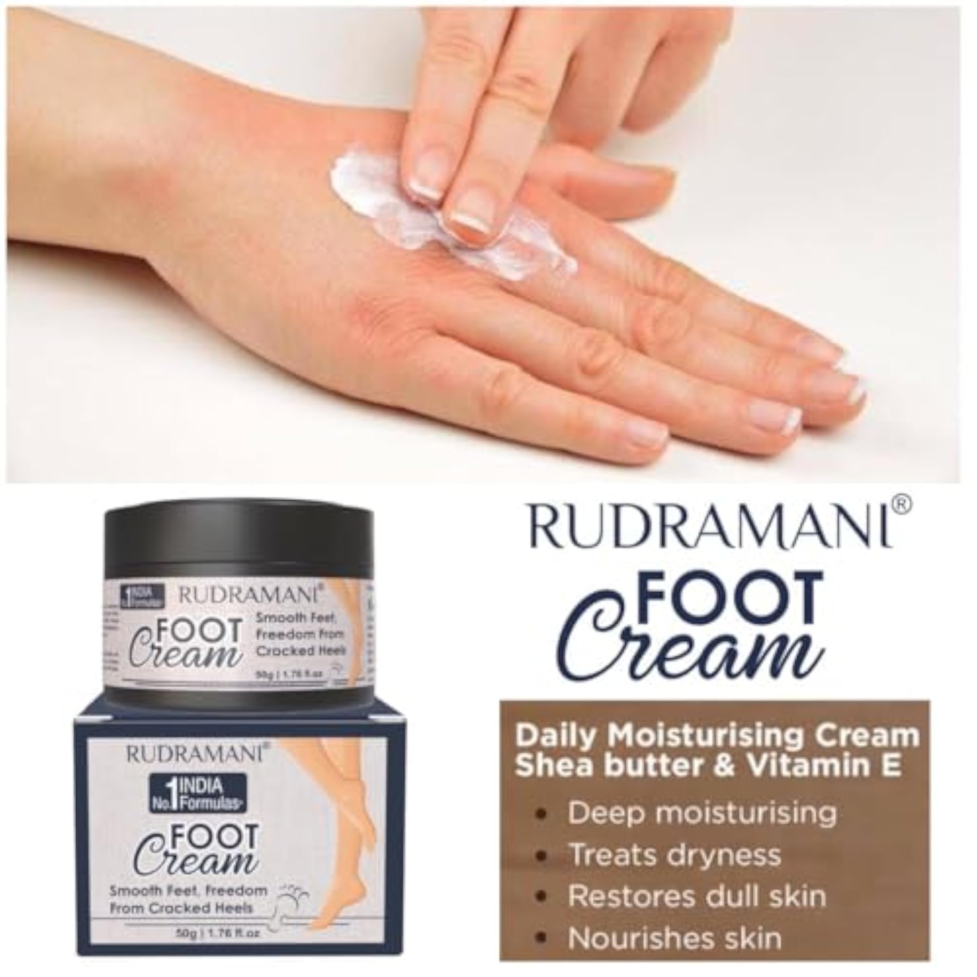 Rudramani Foot Cream for Cracked Heels, 50g