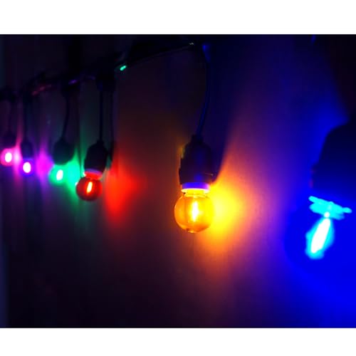 Image of 30 Pack G40 Colored LED Bulbs 1 Watt - Red, Green, Blue, Purple, Pink, Yellow String Lights - Plastic Shatterproof E12 Base Outdoor Replacement for Christmas Halloween, 120 Volt