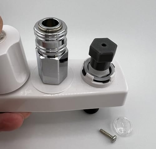Image of Ergonomic Tap Handles for Recesssed RV Exterior Showers, Custom desiged knob adapters fit Any Quick-Connect Shower