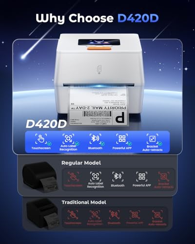 Image of Phomemo Bluetooth Thermal Label Printer with Touchscreen & 3 Roll Labels