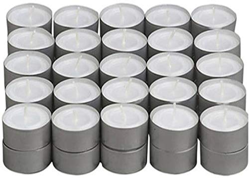 Soniya EnterprisesAmazon Brand - Gifts by AGNO Tealight Branded Diwali Diya Smokeless Lon Burning T-Light Candles 50 Tea Lights (White)
