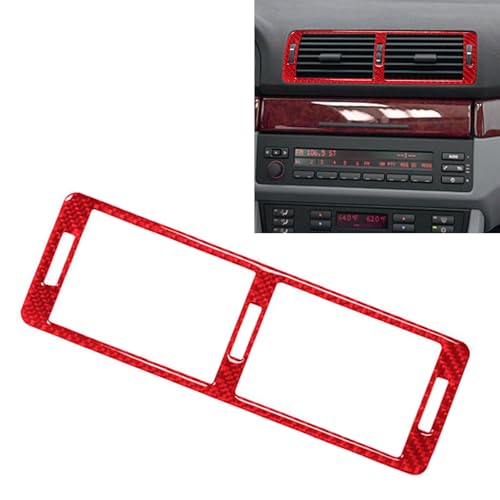 Cubierta de Salida de Aire de la Consola de Fibra de Carbono Akozon Carbon para la Serie 5 E39 - Elegante Reemplazo de Calcomanía de Marco de Ventilación de CA (BLACK) (rojo)