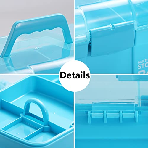 Kinsorcai 11'' Plastic Storage Box With Removable Tray, Multipurpose Organizer And Storage Case For Art Craft And Cosmetic (Blue) #TOP3