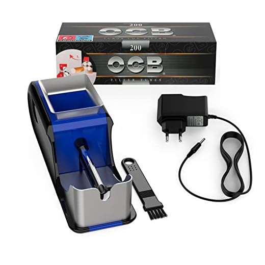JEVX Maquina Liadora de Tabaco + 200 Tubos de cigarrillos con Filtro OCB - Entubador Electrico para Llenado de Cigarros - Entubadora Electrica para Liar Tubos de Tabaco Picado Azul