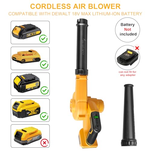 Cordless Air Leaf Blower for Dewalt 18V Battery, Electric Jobsite Blower - Image 2