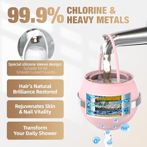 Image of SHLLKTTRY Bath Water Filter for Tub Faucet with Overflow,Filtration,Remove Contaminants,Chlorine,Fluoride,Hard Water Softener,Enhances Health of Skin,Hair,Nails,Relieve Eczema,3,000 Gallons,Pink