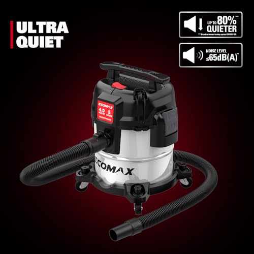 ECOMAX 5 Gallon Ultra Quiet Shop Vacuum Wet and Dry, 4 Peak HP Stainless Steel Shop Vac, Up to 80% Quieter Operation, Durable Long-Life Motor, Portable Vacuum for Garage, Workshop & Jobsite - Image 3