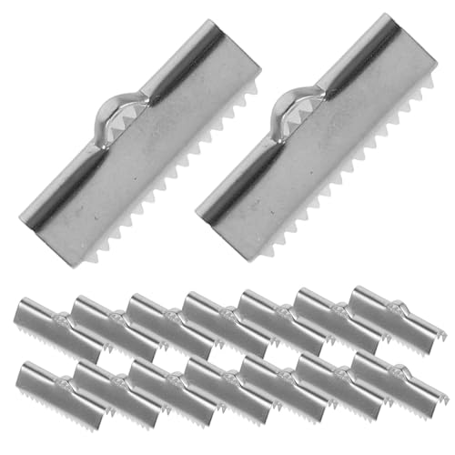 ARTIBETTER Elegant Ribbon Clamps Jewelry Findings 20pcs Metal Leather Cord Clamps Bulk Ribbon Fasteners for Leather Cord