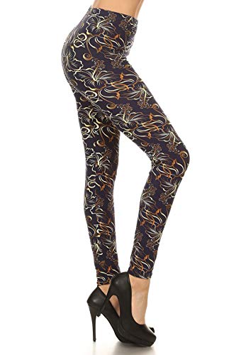 R687-OS Orange Seduction Print Fashion Leggings, One Size