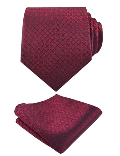 Image of Alizeal Mens Vintage Solid Plaid Tie with Pocket Square 3.15inches Necktie Set