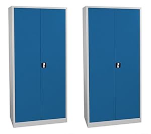 Lüllmann 2X Flügeltürenschrank Metallschrank blau-grau