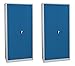 2x Flügeltürenschrank komplett montiert 1800x800x380mm Metallschrank abschließbar blau Stahlblech Lagerschrank Aktenschrank Büroschrank Werkzeugschrank 4 Fachböden 530331