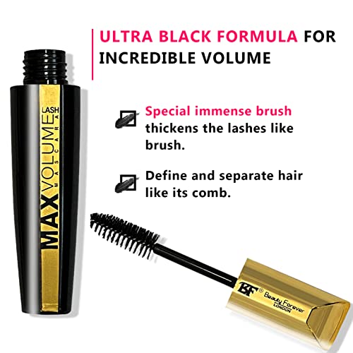 Beauty Forever Max Volume Lash Mascara, Volumisizng, Enhancing Effect, Long Lasting, Suitable For All Eyelashes, Flake & Clump Free, Waterproof, Easy Application, Available in Black Colour - Image 5