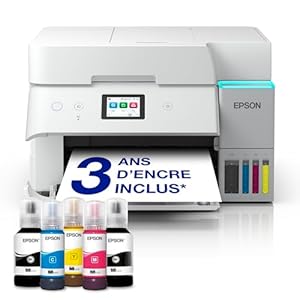 Epson EcoTank ET-4956 Imprimante à Réservoirs D’Encre | Télétravail | Wi-FI, Ethernet | A4 | Imprimer Recto Verso, Copier, Numériser, Faxer | Écran Tactile 6,1cm | ADF | Jusqu’à 3 Ans d’Encre Inclus
